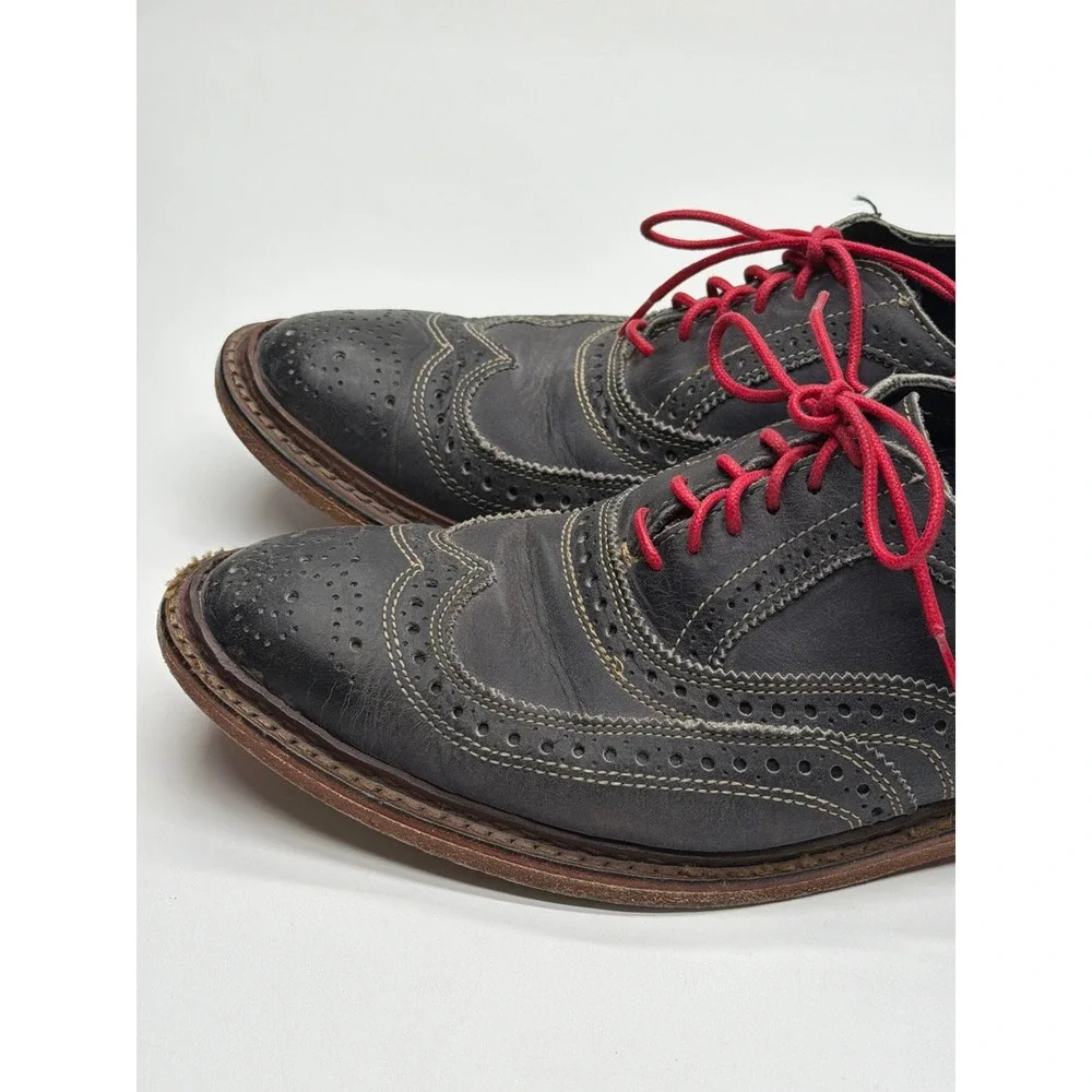 Mens Black Leather Wingtip Oxfords‎ Allen Edmonds Neumok size 9 Contrast Stitch